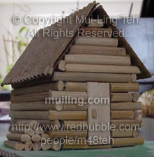 Log cabin made by Mui-Ling Teh at age 12