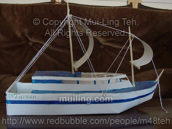 Sailboat made in one or two days for a skit by Mui-Ling Teh at age 17